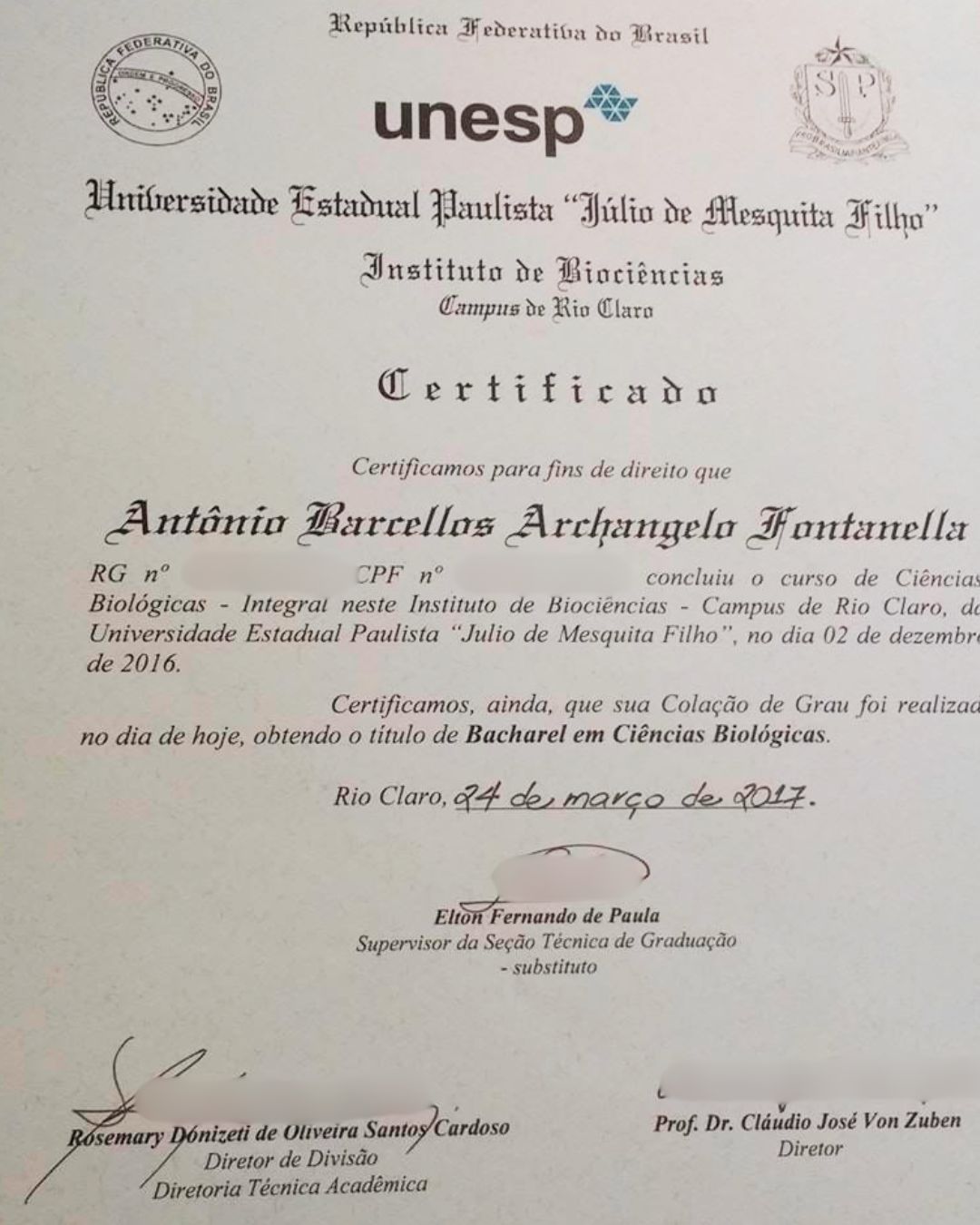 certificado antonio fontanella - biologo