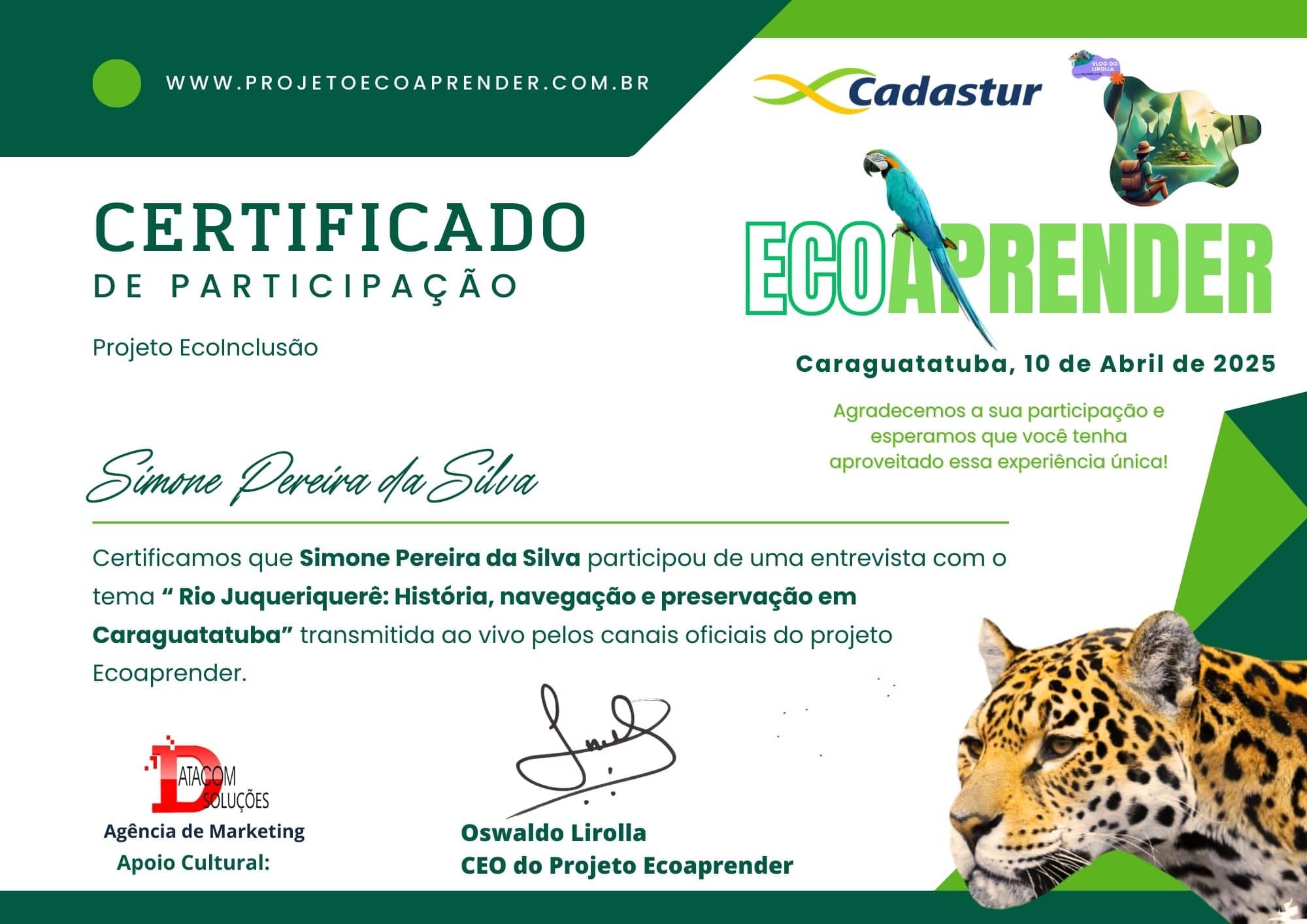 live jurqueriquere - certificado ecoaprender - Simone-min